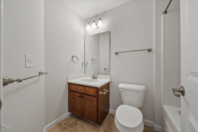 1704 Fawn Chase Ct, Wake Forest, NC 27587 - bathroom featuring vanity, toilet, baseboards,  shower combination, and tile patterned flooring