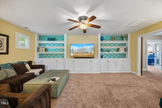 12636 Old Creedmoor Rd, Raleigh, NC 27613 - living room featuring ceiling fan and light carpet