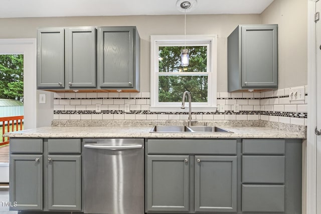 366 E Smithfield St, Angier, NC 27501 - kitchen featuring dishwasher, gray cabinetry, and a sink