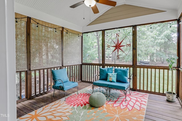 225 Norwalk St, Holly Springs, NC 27540 - sunroom with a ceiling fan, vaulted ceiling, and healthy amount of natural light