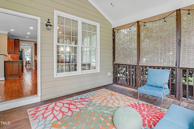 225 Norwalk St, Holly Springs, NC 27540 - sunroom featuring lofted ceiling and a sink