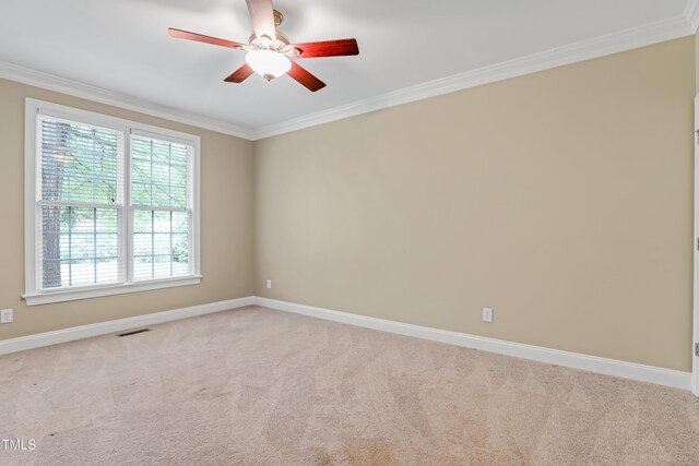 225 Norwalk St, Holly Springs, NC 27540 - unfurnished room with baseboards, carpet, ornamental molding, and ceiling fan