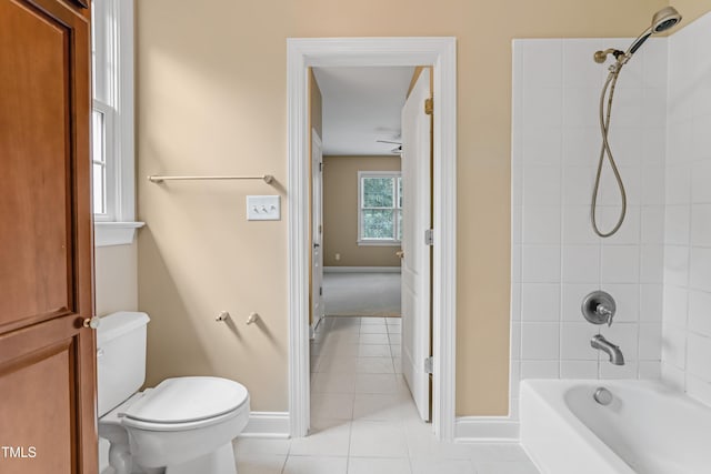 225 Norwalk St, Holly Springs, NC 27540 - full bathroom featuring baseboards, tile patterned floors, toilet, and bathtub / shower combination