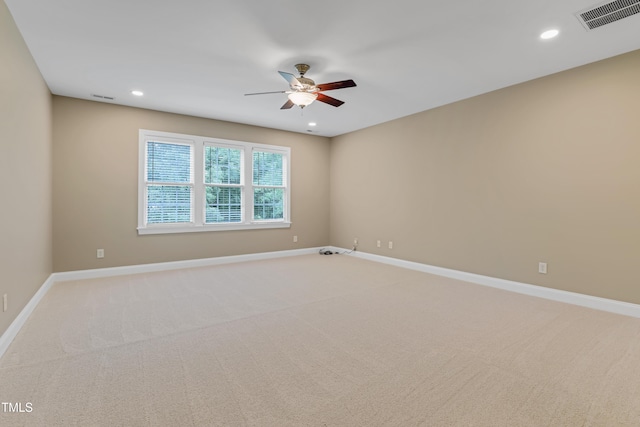 225 Norwalk St, Holly Springs, NC 27540 - spare room with a ceiling fan, light colored carpet, baseboards, and recessed lighting