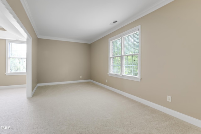 225 Norwalk St, Holly Springs, NC 27540 - spare room featuring ornamental molding, baseboards, and light carpet