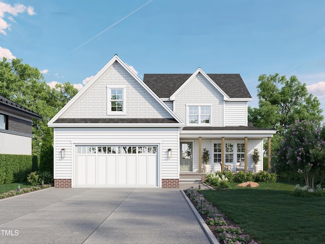1004 Snow Peak Ct, Raleigh, NC 27603 - view of front facade with concrete driveway, a front yard, a porch, and an attached garage