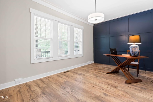 1004 Snow Peak Ct, Raleigh, NC 27603 - home office featuring wood finished floors and crown molding