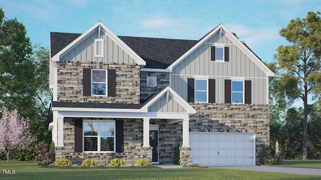 194 Gilmer St, Fuquay Varina, NC 27526 - craftsman inspired home with board and batten siding, a garage, a front lawn, and driveway