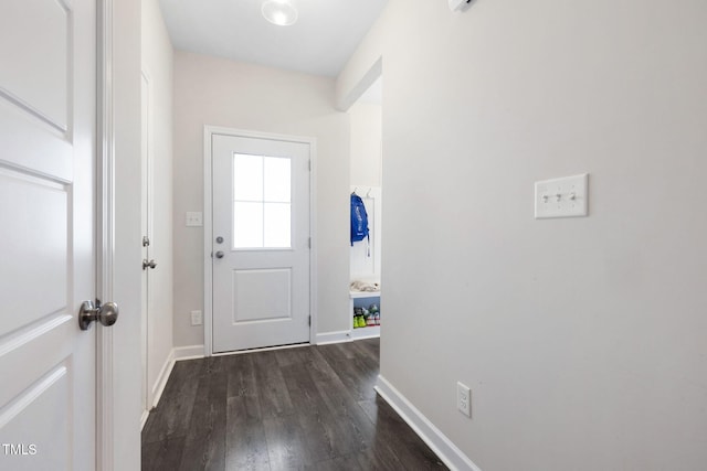 389 Whetstone Dr, Angier, NC 27501 - doorway to outside with dark wood finished floors and baseboards