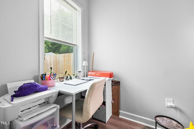 389 Whetstone Dr, Angier, NC 27501 - home office featuring dark wood-style flooring and baseboards
