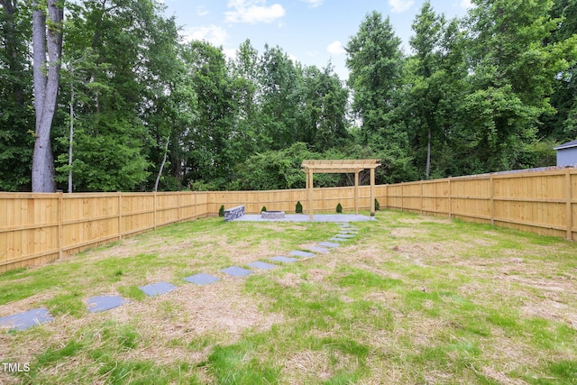 389 Whetstone Dr, Angier, NC 27501 - view of yard featuring a fire pit and a pergola