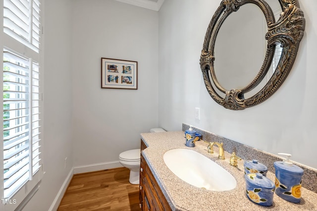 100 Sundance Pl, Chapel Hill, NC 27514 - half bathroom with vanity, plenty of natural light, wood finished floors, and crown molding