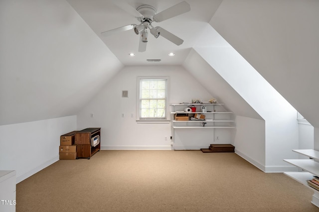 100 Sundance Pl, Chapel Hill, NC 27514 - additional living space with carpet, lofted ceiling, a ceiling fan, and recessed lighting