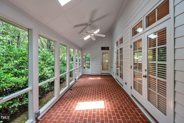 100 Sundance Pl, Chapel Hill, NC 27514 - unfurnished sunroom with french doors, a ceiling fan, and vaulted ceiling