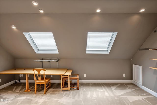 100 Sundance Pl, Chapel Hill, NC 27514 - bonus room with a skylight, vaulted ceiling, carpet floors, and recessed lighting