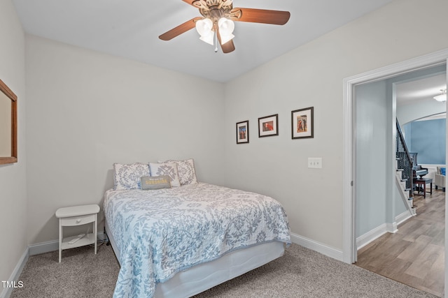 1939 Mostyn Ln, Apex, NC 27502 - bedroom featuring baseboards, carpet flooring, and a ceiling fan