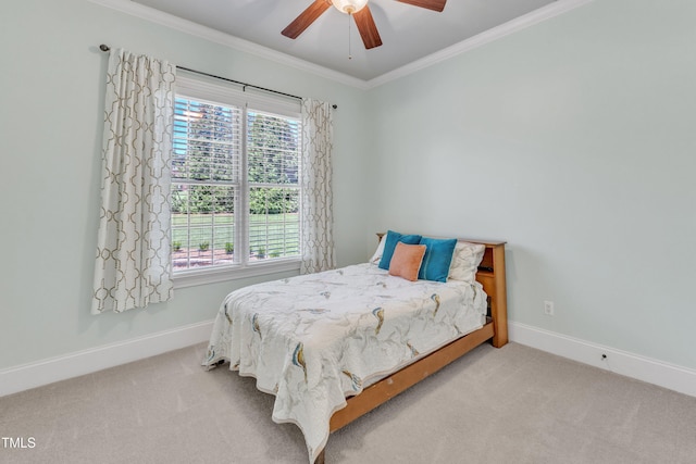 105 Somerley Dr, Garner, NC 27529 - carpeted bedroom featuring baseboards, ornamental molding, and a ceiling fan