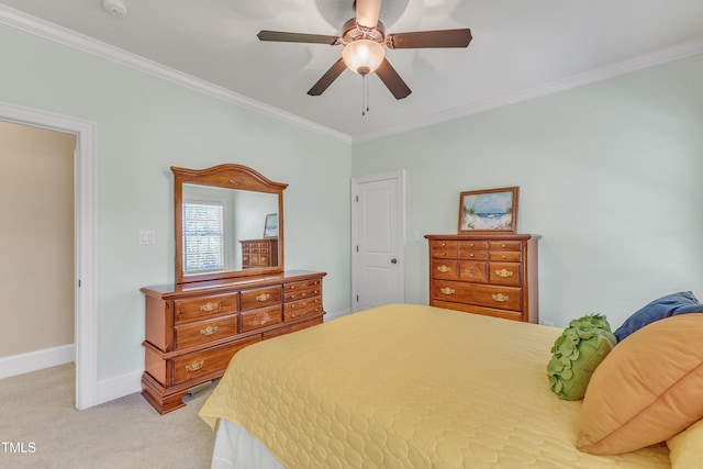 105 Somerley Dr, Garner, NC 27529 - bedroom featuring crown molding, light colored carpet, baseboards, and ceiling fan