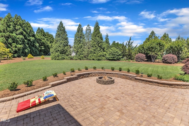 105 Somerley Dr, Garner, NC 27529 - view of patio / terrace featuring an outdoor fire pit