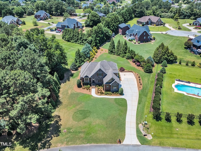 105 Somerley Dr, Garner, NC 27529 - aerial perspective of suburban area featuring a pool