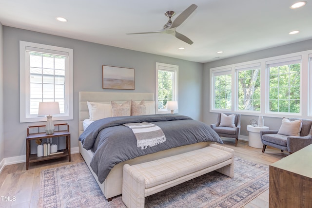 2114 Cowper Dr, Raleigh, NC 27608 - bedroom with recessed lighting, light wood finished floors, and ceiling fan