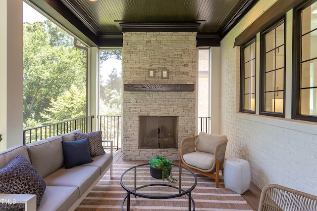 2114 Cowper Dr, Raleigh, NC 27608 - view of patio with an outdoor living space with a fireplace