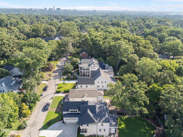 2114 Cowper Dr, Raleigh, NC 27608 - aerial overview of property's location featuring a forest