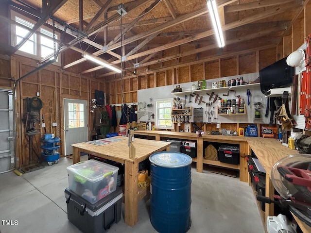 540 Pine Ridge Rd, Zebulon, NC 27597 - garage with a workshop area