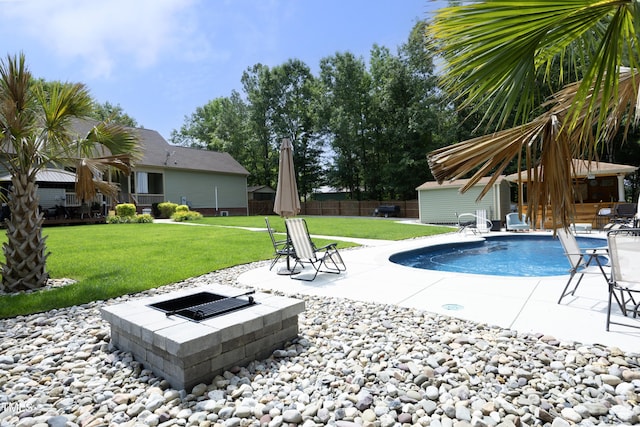 150 Churchill Rd, Louisburg, NC 27549 - view of swimming pool featuring an outdoor fire pit and a patio