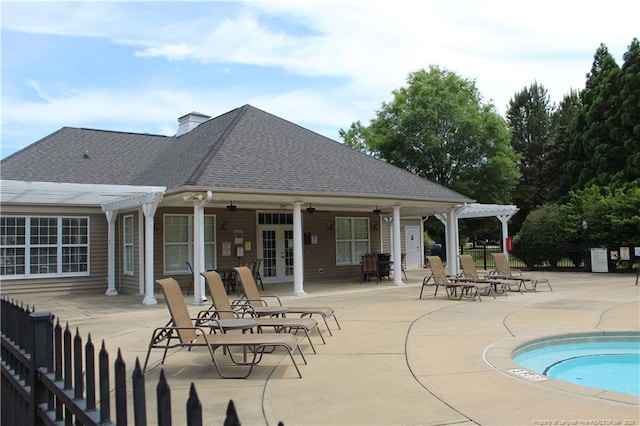 625 Marshtree Ln Unit 101, Fayetteville, NC 28314 - community pool featuring french doors, a patio, and a ceiling fan