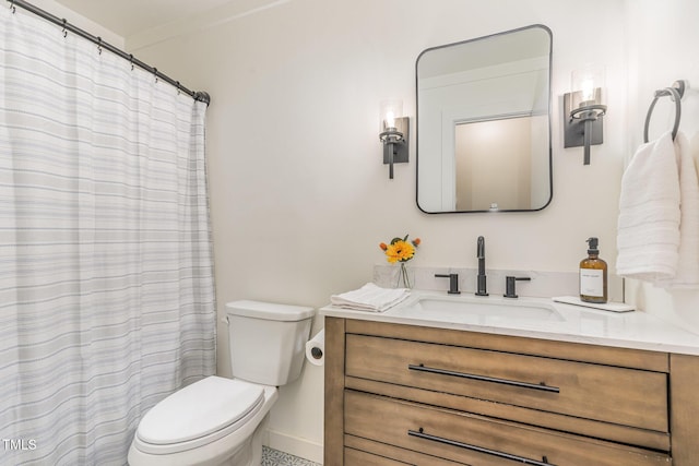 5617 Groomsbridge Ct, Raleigh, NC 27612 - bathroom with vanity, toilet, and a shower with curtain