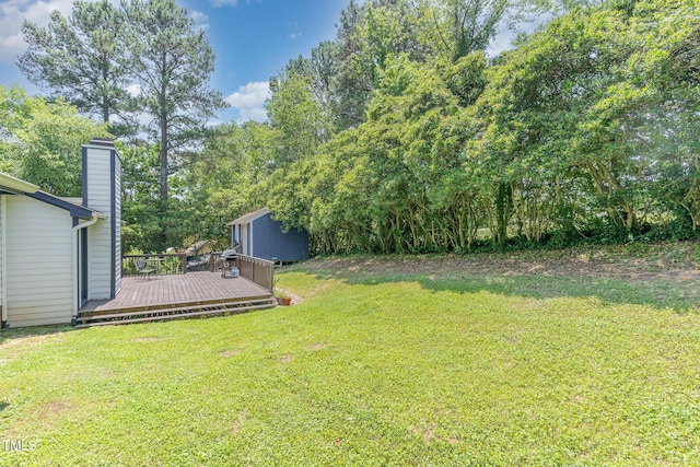 5617 Groomsbridge Ct, Raleigh, NC 27612 - view of grassy yard featuring a deck