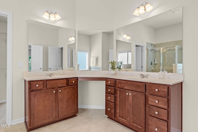 106 Elmsford St, Durham, NC 27703 - bathroom featuring a stall shower, tile patterned floors, and vanity