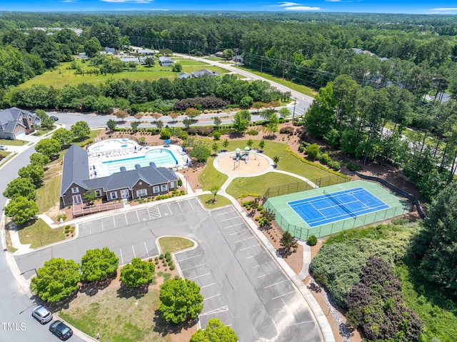 106 Elmsford St, Durham, NC 27703 - bird's eye view of a heavily wooded area and a pool