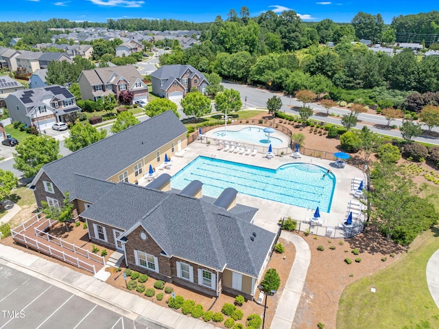 106 Elmsford St, Durham, NC 27703 - bird's eye view of a pool and a tree filled landscape