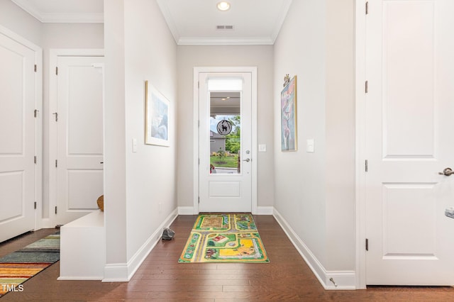 47 Coventry Ln, Chapel Hill, NC 27516 - entryway with dark wood-style floors, crown molding, and baseboards
