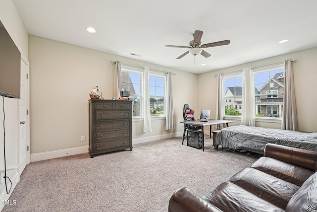 421 Gilpin Way, Cary, NC 27519 - bedroom featuring carpet, recessed lighting, baseboards, and ceiling fan