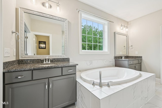 421 Gilpin Way, Cary, NC 27519 - full bath featuring two vanities and a bath