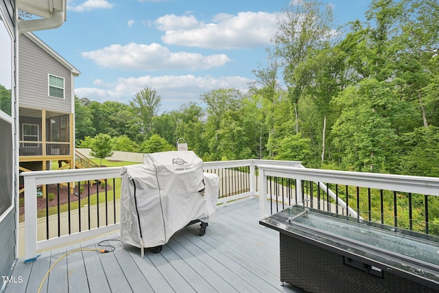 421 Gilpin Way, Cary, NC 27519 - deck featuring a sunroom and area for grilling