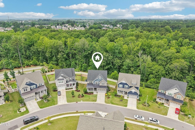 421 Gilpin Way, Cary, NC 27519 - aerial view of residential area with a heavily wooded area