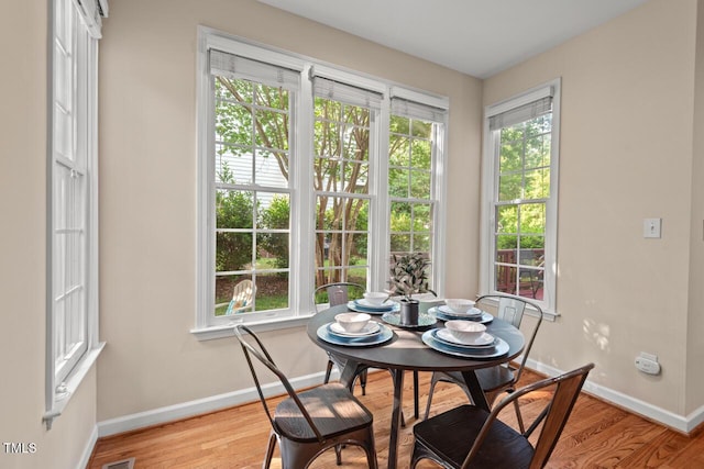 1504 Haventree Rd, Durham, NC 27713 - dining area featuring baseboards, plenty of natural light, and light wood finished floors