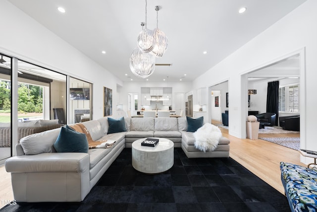 7545 Hasentree Club Dr, Wake Forest, NC 27587 - living room with a chandelier, healthy amount of natural light, and recessed lighting