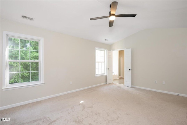 121 River Hills Dr, Clayton, NC 27527 - unfurnished room with ceiling fan, light carpet, baseboards, and vaulted ceiling
