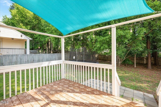 121 River Hills Dr, Clayton, NC 27527 - wooden terrace featuring a trampoline