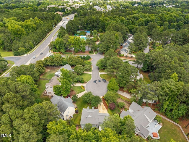 106 Fawley Ct, Cary, NC 27519 - aerial view of residential area featuring a heavily wooded area