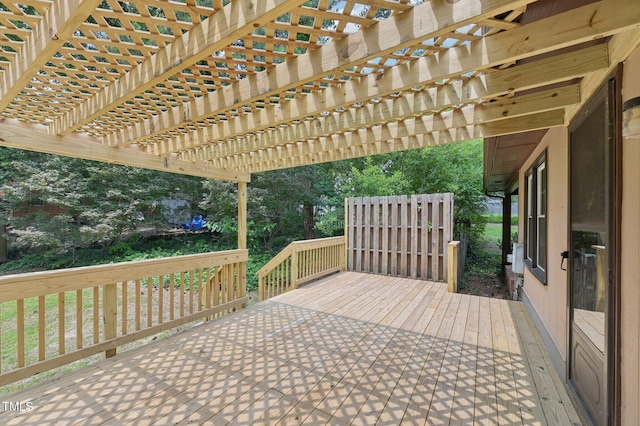 1308 Swallow Dr, Raleigh, NC 27606 - view of patio with a wooden deck and a pergola
