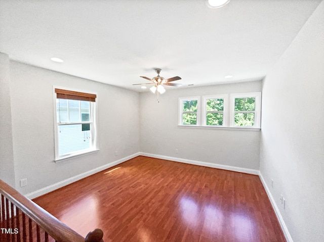 148 Daneborg Rd, Durham, NC 27703 - empty room with ceiling fan, wood finished floors, baseboards, and recessed lighting