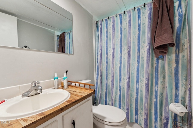 8089 Crawford Currin Rd, Oxford, NC 27565 - bathroom featuring vanity, toilet, and a shower with curtain