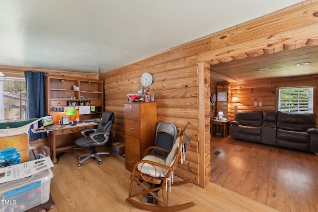 8089 Crawford Currin Rd, Oxford, NC 27565 - office space featuring light wood-type flooring and log walls
