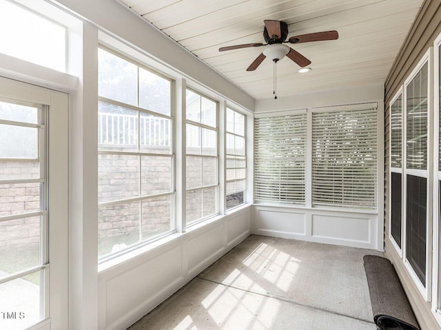 207 Callum Pl, Cary, NC 27519 - unfurnished sunroom featuring plenty of natural light, a ceiling fan, wood ceiling, and carpet